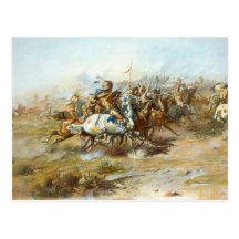 The Custer Fight by Charles Marion Russell Postcard