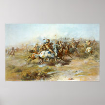 The Custer Fight by Charles Marion Russell Poster