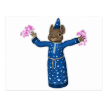 The Cute Cartoon Wizard Mouse Post Card