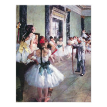 The Dance Class by Edgar Degas, Vintage Ballet Announcement