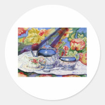 Thé de ciel bleu adhésif rond