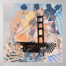 The Digital Jungle Bridge orange/blu Print
