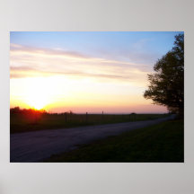 The Dirt Road and Sunset Poster