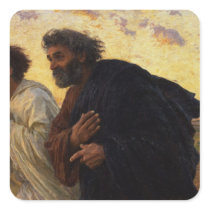 The Disciples Peter and John Running Square Sticker
