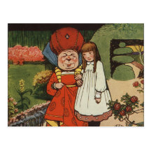 The Duchess walking in Gardens with Alice Postcards