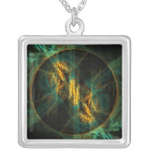 The Eye of the Jungle Abstract Silver Necklace