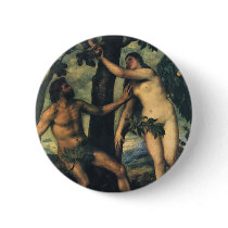 The Fall of Man; Adam and Eve by Titian Button