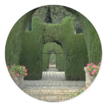 The famed gardens of the Alhambra, Granada, Spain Round Sticker