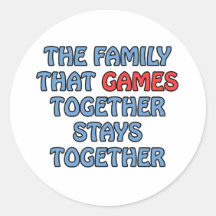 The Family That Games Together Round Stickers