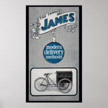 The Famous James Vintage Delivery Bicycle Posters