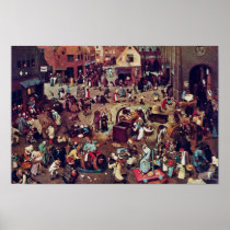 The Fight Between Carnival And Lent,  By Bruegel Poster
