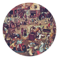 The Fight Between Carnival And Lent,  By Bruegel Round Stickers