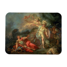 The fight between Mars and Minerva, 1771 (oil on c Rectangle Magnet