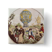 The First Aerial Voyage by Monsieur Francois Pinback Button