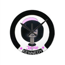 The First Lady, Jackie Kennedy Round Wall Clocks