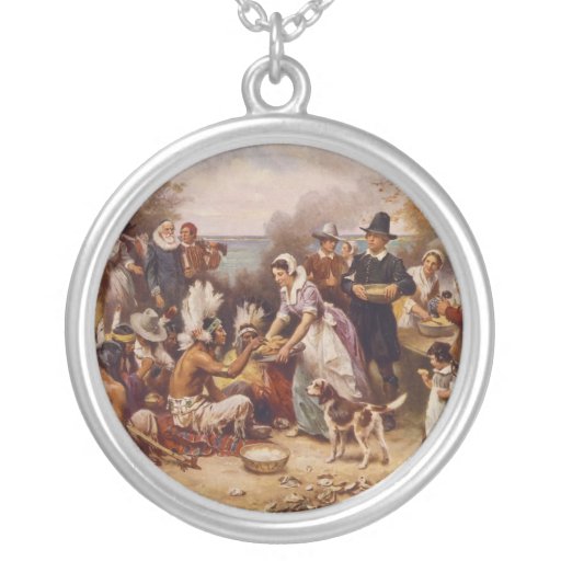 The First Thanksgiving by Jean Leon Gerome Ferris Custom Necklace