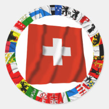 The Flags of the Cantons of Switzerland Round Sticker