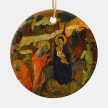 The Flight Into Egypt by Duccio Fine Art Christmas Ornaments
