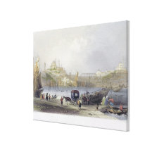 The Floating Bridge, Istanbul, engraved by J.C. Be Canvas Prints