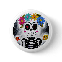 The Flowery Skull Pinback Buttons
