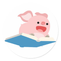 The Flying Book and Cartoon Pig Sticker