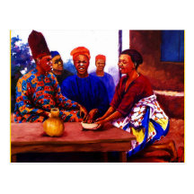 THE GATHERING BY MOJISOLA A GBADAMOSI OKUBULE  OIL POST CARD