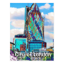 The Gherkin City of London postcard