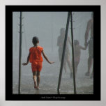 The girl in orange print