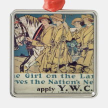 The Girl on the Land Serves the Nation's Need Christmas Ornaments