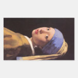 The girl with the pearl earring by Vermeer Rectangle Sticker