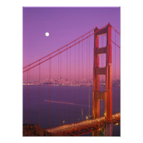 The Golden Gate Bridge shortly after sunset,