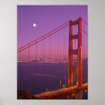 The Golden Gate Bridge shortly after sunset,
