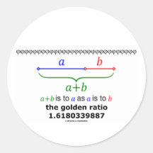 The Golden Ratio (Mathematics 1.6180339887) Round Stickers
