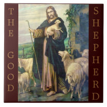 THE GOOD SHEPHERD BROWN BACKGROUND TILE tiles