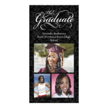 The Graduate, Elegant Black Photo Card Template