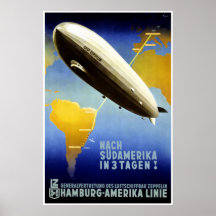 "The Graf Zeppelin Line" Vintage Travel Poster