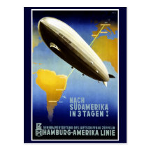 "The Graf Zeppelin Line" Vintage Travel Poster Postcards