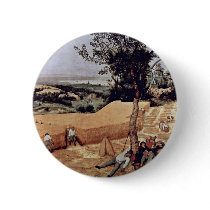 The Grain Harvest Month (August),  By Bruegel D. Pinback Buttons