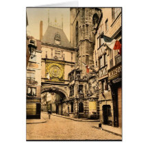 The great clock, Rouen, France vintage Photochrom Cards