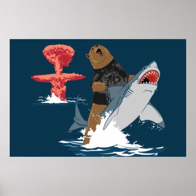 The Great Escape - bear shark cavalry Print by strk3