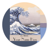 The Great Wave off Kanagawa Bookplate Round Stickers