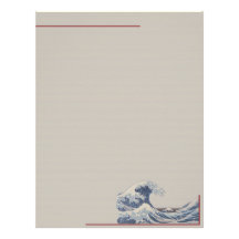 The Great Wave off Kanagawa stationery ~ cream Letterhead Template