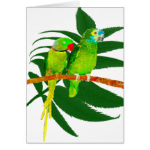 The Green Parrots Gifts Greeting Card