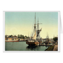 The harbour, Lubeck, Germany classic Photochrom Card