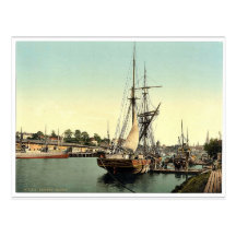 The harbour, Lubeck, Germany classic Photochrom Post Card