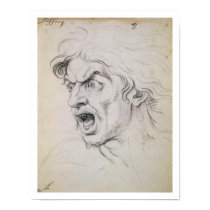 The head of a man screaming in terror, a study for posters