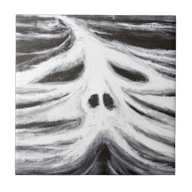 The Head of Leviathan (black and white surrealism) Tile