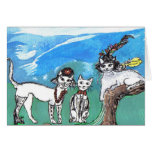 The hippy felines greeting card