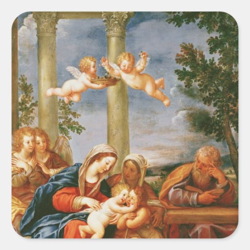 The Holy Family St. Elizabeth and St. John Square Stickers