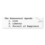 The Homosexual Agenda   1. Life   2. Liberty   ... bumper stickers